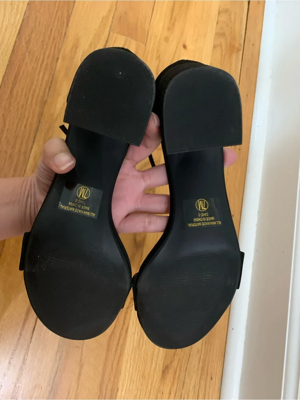 Women's Black Ankle-Strap Block Heel Sandals